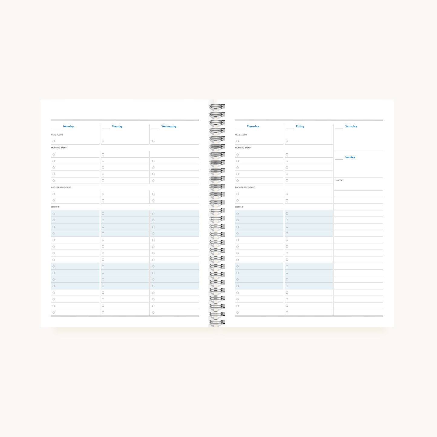 Undated Weekly Homeschool Planner