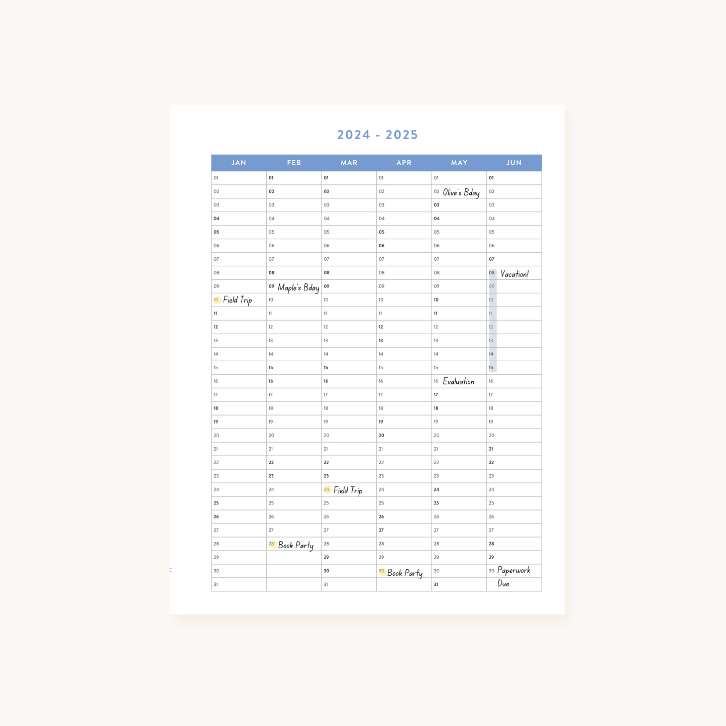 2024-2025 Doodles Weekly Homeschool Planner