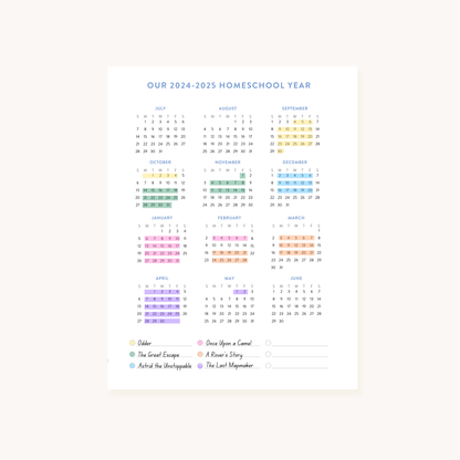 2024-2025 Weekly Homeschool Planner